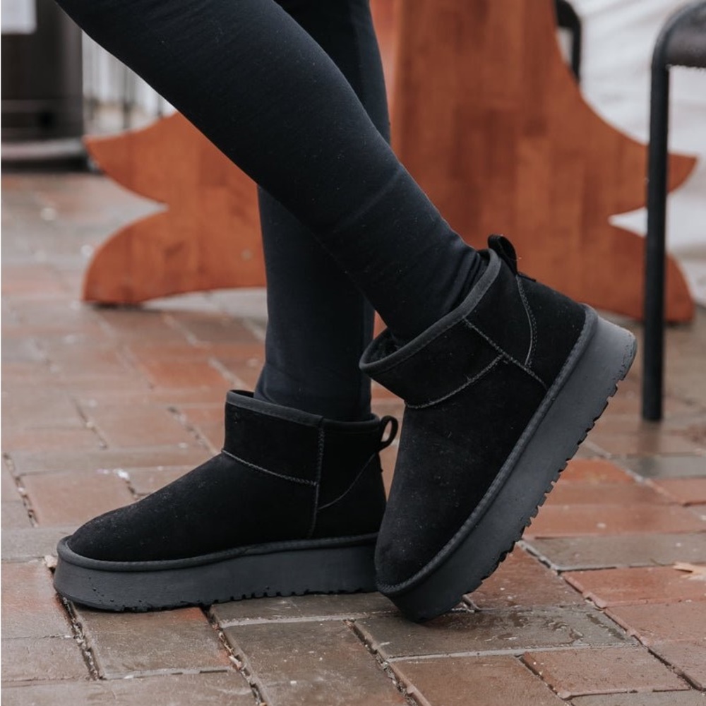 NWT Black Suede Mini Platform Boots